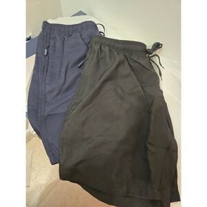 Mens Athletic Shorts Navy Blue Black Elastic Waist Drawstring Size S